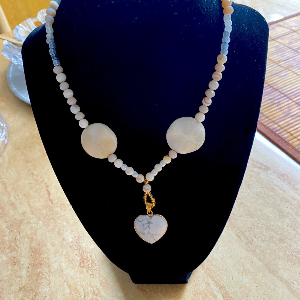 Gemstone jewelry, handmade necklace and matching earrings and pendant